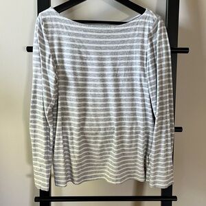 Banana Republic Stripe Boat Neck Essential Top, Women’s Size M, white & gray